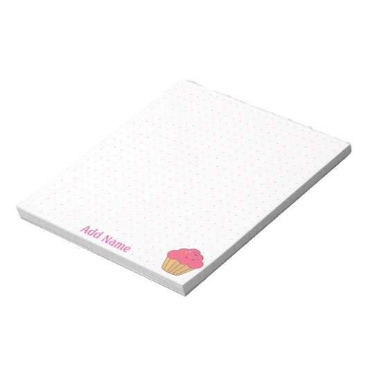 Strawberry Cupcake Faux Embroidery Print Grid Dot Notitieblok (Linkerzijde)