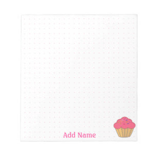 Strawberry Cupcake Faux Embroidery Print Grid Dot Notitieblok