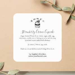 Strawberry Cupcake Ingredient Label Minimalist