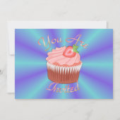 Strawberry Cupcake Invitation Kaart (Voorkant)
