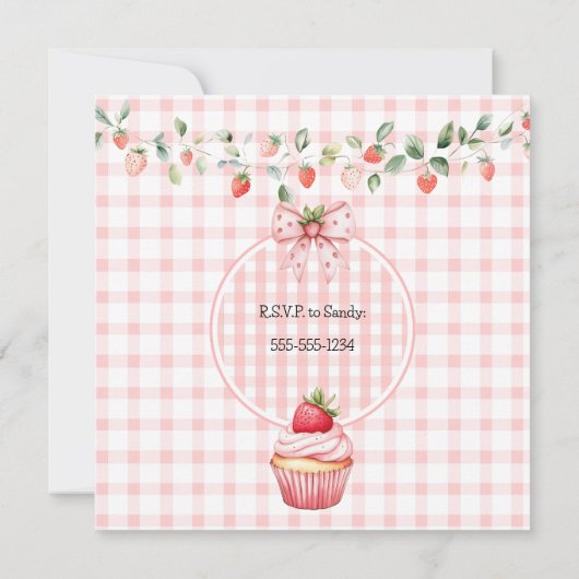 Strawberry Cupcake Mouse Baby shower Uitnodiging (Achterkant)