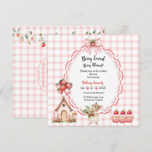 Strawberry Cupcake Mouse Baby shower Uitnodiging