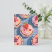 Strawberry Cupcakes | Fruit Watercolor Celebratory Briefkaart (Staand voorkant)
