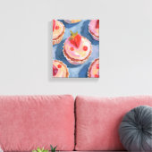 Strawberry Cupcakes | Fruit Watercolor Celebratory Canvas Afdruk (Insitu (Woonkamer))