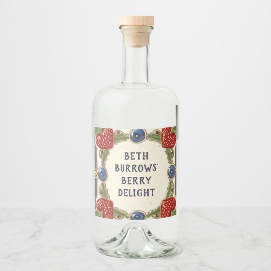 Strawberry Custom House Name Bord Plaqueteken Likeurfles Etiket (Voorkant)