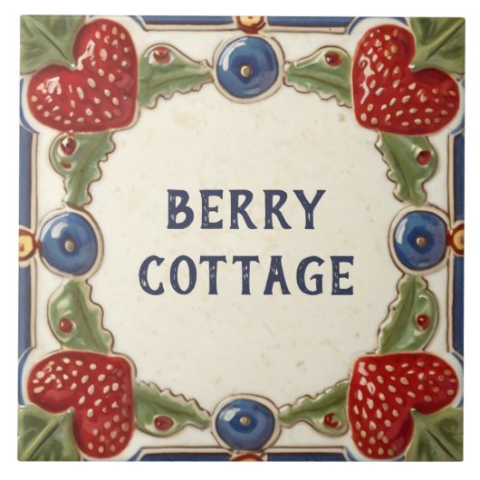 Strawberry Custom House Name Bord Plaqueteken Tegeltje (Voorkant)
