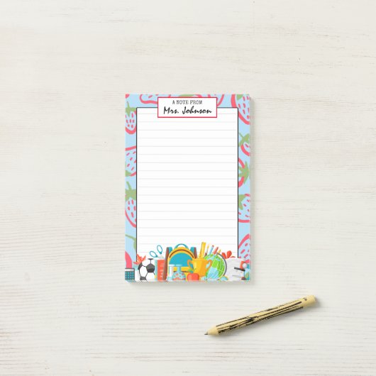 Strawberry Custom Leuke Leraar Post-it Notities Post-it® Notes (Op bureau)