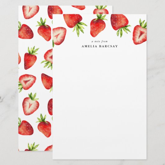 Strawberry Custom Stationery Briefpapier (Voorkant / Achterkant)