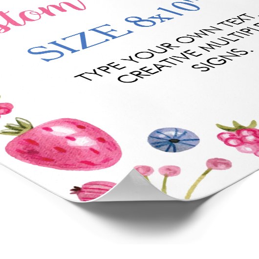 Strawberry Custom Table Sign Berry Sweet Poster (Hoek)