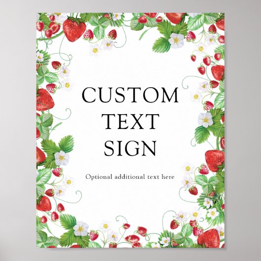 Strawberry Custom Text Vrijgezellenfeest Poster (Voorkant)