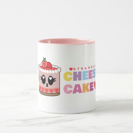 Strawberry cute cheesecake cup mok (Midden)