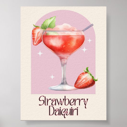 Strawberry Daiquiri Art Print | Bar Decor Poster (Voorkant)