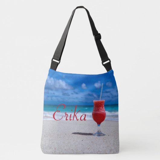 Strawberry Daiquiri Caribbean Beach Personalized Crossbody Tas (Voorkant)