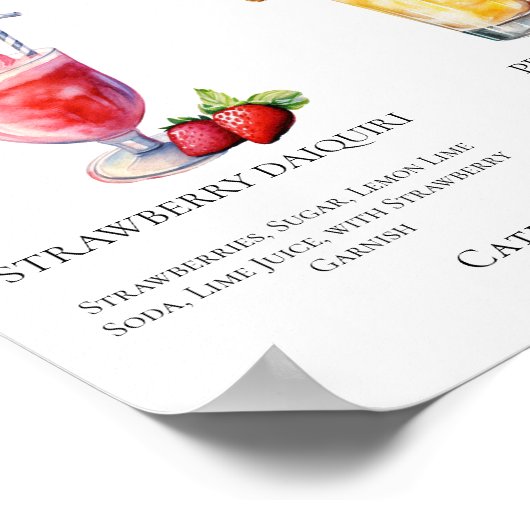 Strawberry Daiquiri Piña Colada Mocktails Menu Poster (Hoek)