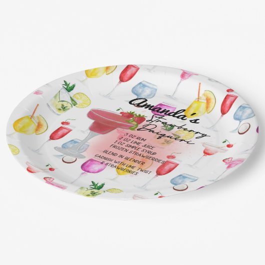 Strawberry Daiquiri Recipe Personalized Papieren Bordje (Gekanteld)