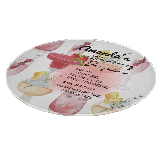Strawberry Daiquiri Recipe Personalized Snijplank (Hoek)