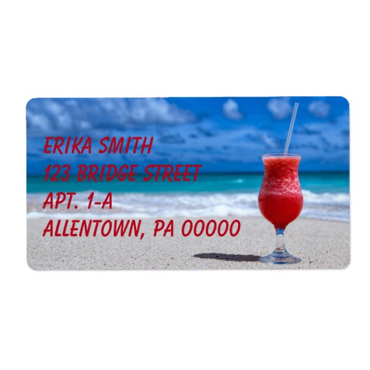 Strawberry Daiquiri Tropical Punch Caribbean Beach Etiket (Voorkant)