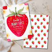 Strawberry & Daisy Berry Uitnodiging voor eerste v