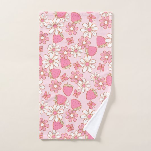 Strawberry Daisy Pattern Bad Handdoek (Handdoek)