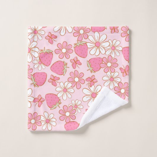 Strawberry Daisy Pattern Bad Handdoek (Wasdoekje)