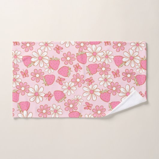 Strawberry Daisy Pattern Bad Handdoek (Handdoek)