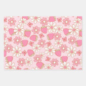 Strawberry Daisy Pattern Inpakpapier Vel (Voorkant 3)