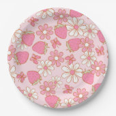 Strawberry Daisy Pattern Papieren Bordje (Voorkant)