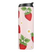 Strawberry & Daisy Pattern – Stainless Steel Trave Thermosbeker (Gedraaid links)