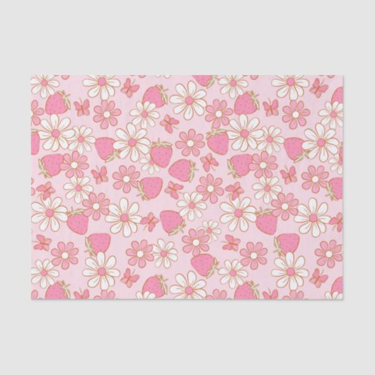 Strawberry Daisy Pattern Tissuepapier (Voorkant)