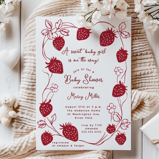 Strawberry Delight-Baby shower Kaart