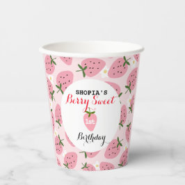 Strawberry Delight eerste verjaardag Papieren Bekers