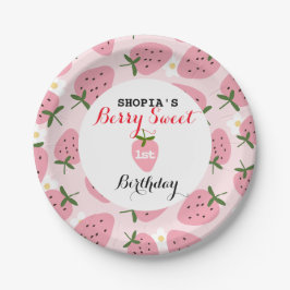 Strawberry Delight eerste verjaardag Papieren Bordje