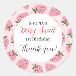Strawberry Delight eerste verjaardag Ronde Sticker