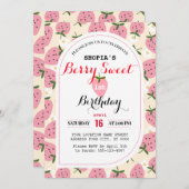 Strawberry Delight eerste verjaardag uitnodiging (Voorkant / Achterkant)