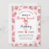 Strawberry Delight eerste verjaardag uitnodiging (Voorkant)