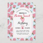 Strawberry Delight eerste verjaardag uitnodiging (Voorkant / Achterkant)