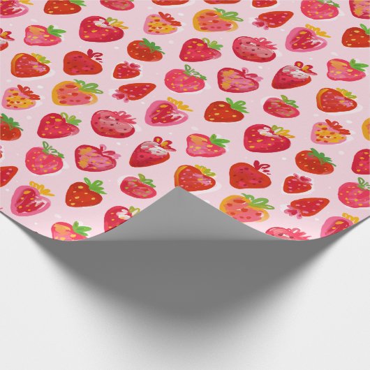 Strawberry Delight Pattern Cadeaupapier (Hoek)