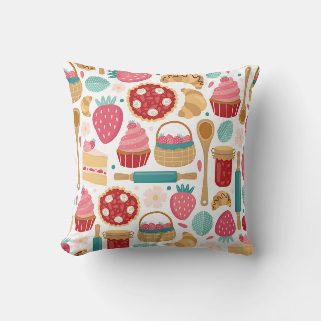 Strawberry Delight Pattern Kussen (Voorkant)