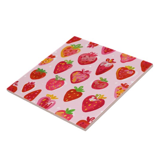Strawberry Delight Pattern Tegeltje (Zijkant)