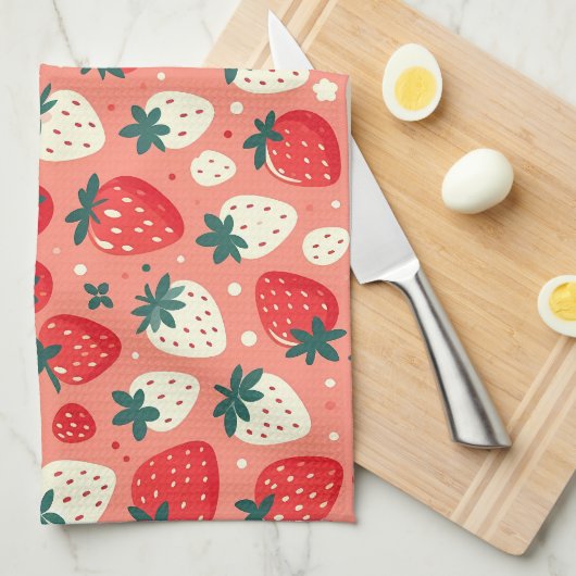 Strawberry Delight Pattern Theedoek (Quarter Fold)