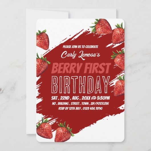 Strawberry Design, Berry eerste verjaardag Kaart (Voorkant)