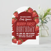 Strawberry Design, Berry eerste verjaardag uitnodi Kaart (Staand voorkant)