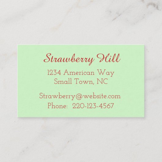 Strawberry Design Visitekaartje (Achterkant)