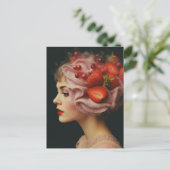 Strawberry Dessert Woman Collage Briefkaart (Staand voorkant)