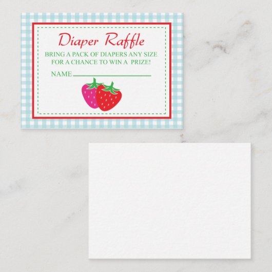 Strawberry Diaper Raffle Ticket Informatiekaartje (Voorkant / Achterkant)