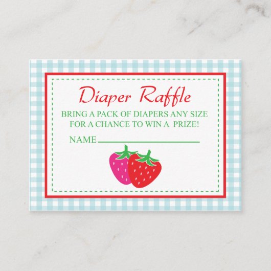 Strawberry Diaper Raffle Ticket Informatiekaartje (Voorkant)