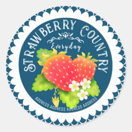Strawberry Doilies Turquoise Ronde Sticker