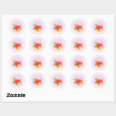 Strawberry Doilis Roze Ronde Sticker (Vel)