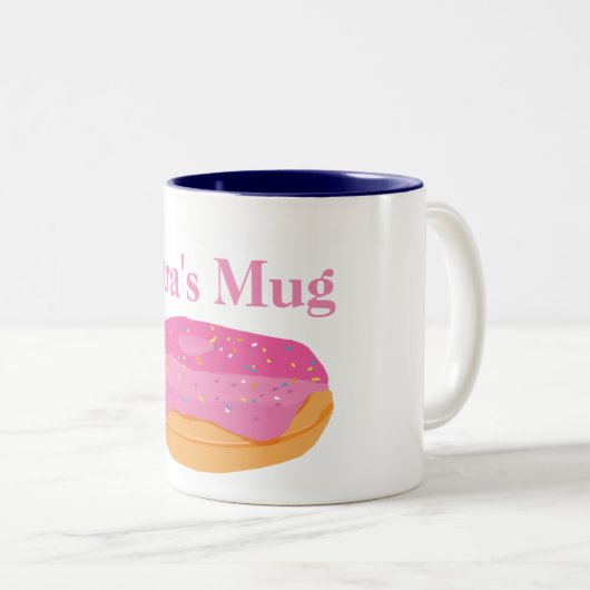 Strawberry Donuts Aangepaste naam Tweekleurige Koffiemok (Voorkant rechts)