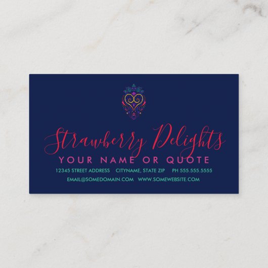 Strawberry Doodle Tekening visitekaartje (Achterkant)